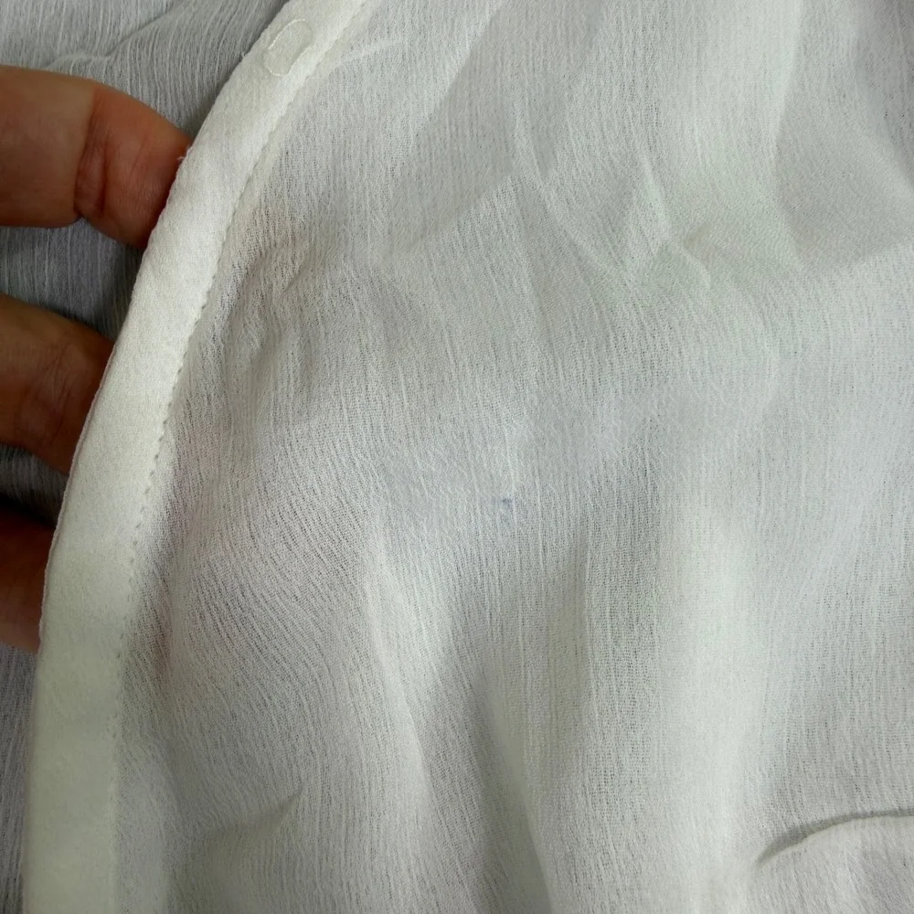 Abercrombie & Fitch White Chiffon Wrap Blouse Ruffle Cuff S Coquette Balletcore